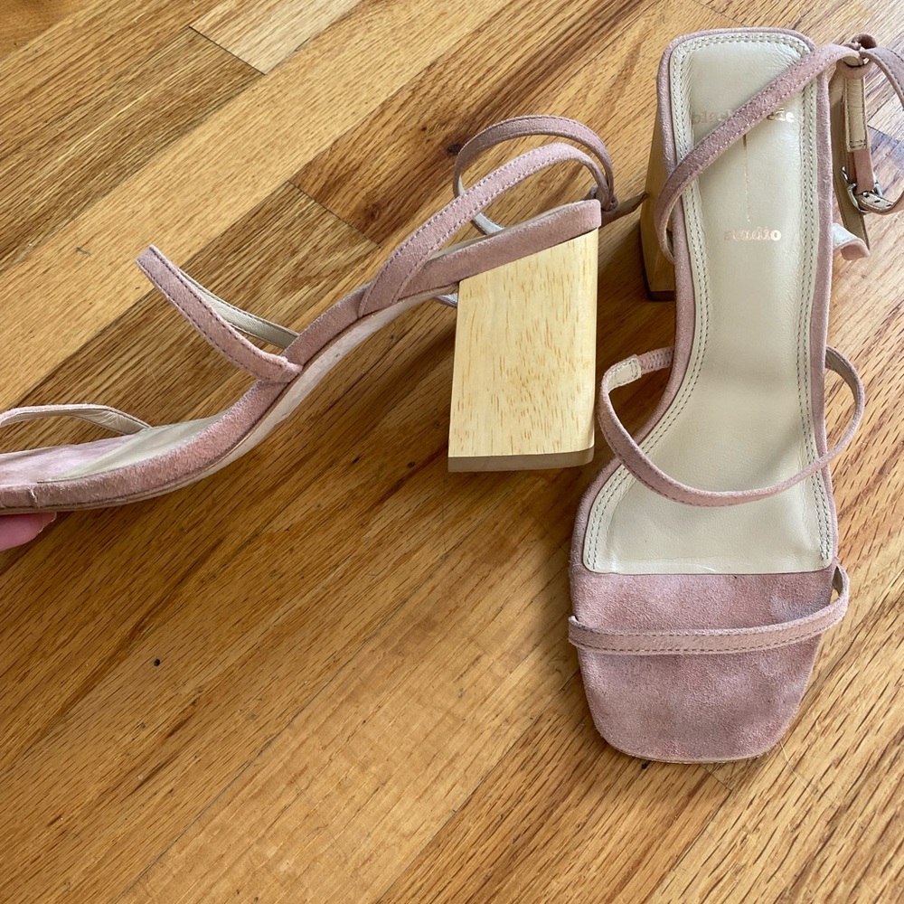 Verana Ankle Strap Sandal— worn once for a wedding. Neutral blush suede.